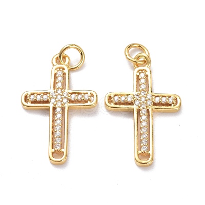 Brass Micro Pave Clear Cubic Zirconia Pendants ZIRC-L100-111G-1