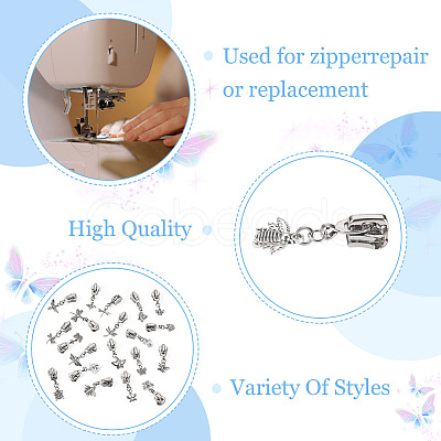 20Pcs Alloy Replacement Zipper Sliders HJEW-TAC0121-1