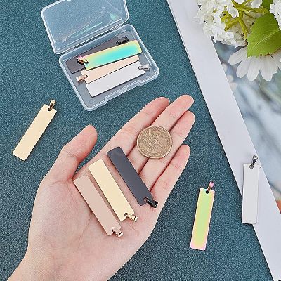 10Pcs 5 Colors PVD Vacuum Plating 304 Stainless Steel Pendants STAS-UN0018-33-1