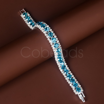 Square Alloy Rhinestone Cup Chain Bracelets for Women WG1D83C-05-1