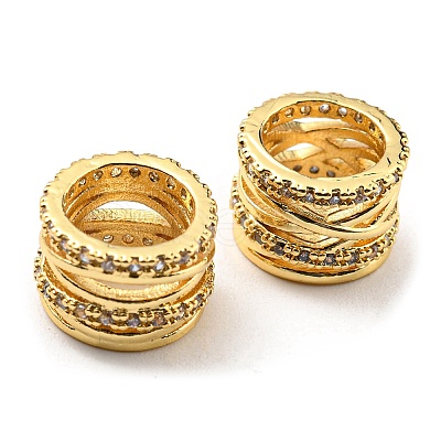 Rack Plating Brass Micro Pave Cubic Zirconia European Beads KK-F856-09G-1