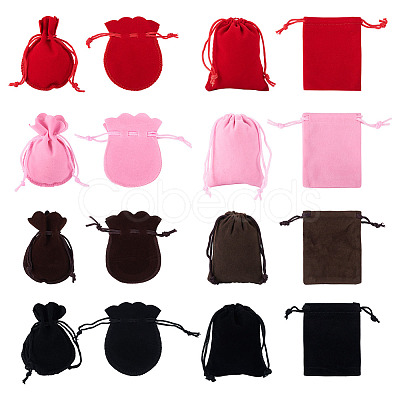 24Pcs 8 Styles Gourd & Rectangle Velvet Drawstring Packing Bags TP-TA0001-07B-1