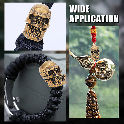 4Pcs Brass Skull European Beads KK-HY0001-94A-1