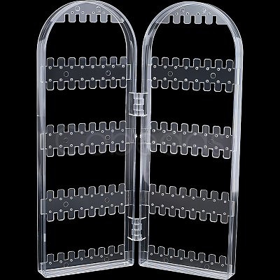PS Plastic Earring Display Folding Screen Stands with 2 Folding Panels ODIS-WH0043-142B-02-1