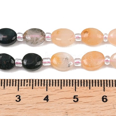 Natural Green Spot Jasper & Rose Quartz & Moss Agate & Red Aventurine Beads Strands G-Z135-A07-1