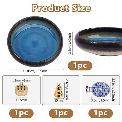 4Pcs 4 Styles Alloy & Porcelain Incense Holder AJEW-DC0003-71-1
