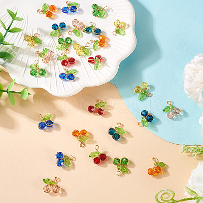 28Pcs 7 Colors Trabsparent Glass Pendants PALLOY-TAC0187-1