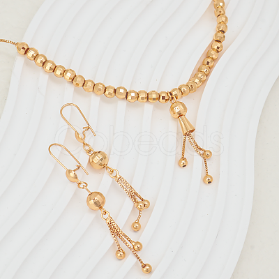 Elegant Vintage Brass Tassel Dangle Earrings & Pendant Necklace Sets for Women MN4192-1