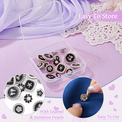 15Pcs 5 Styles 1-Hole Alloy Enamel Shank Buttons BUTT-TA0001-47B-1