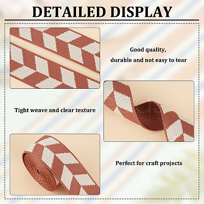 3Pcs 3 Colors Polyester Jacquard Rhomboid Ribbon OCOR-BC0006-72-1