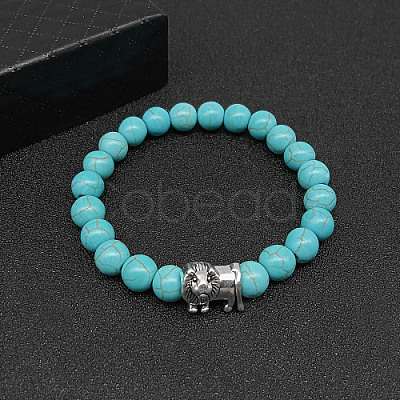 Synthetic Turquoise Stretch Bracelets for Women Men IS4293-8-1
