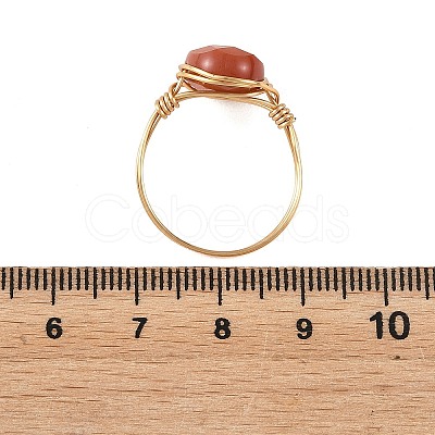 Natural Agate(Dyed & Heated) Copper Wire Finger Rings RJEW-JR01075-1