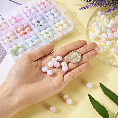 192Pcs 12 Colors Two Tone Opaque Acrylic Beads SACR-TA0001-35-1