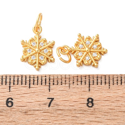 Brass Micro Pave Cubic Zirconia Charms KK-C157-21G-1