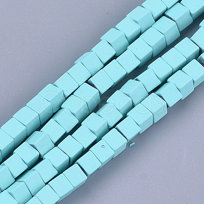 Spray Painted Non-magnetic Synthetic Hematite Beads Strands G-T116-22-08-1