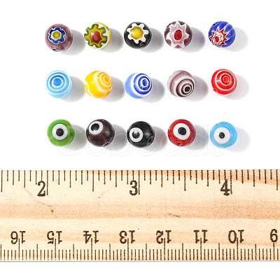 1 Bag Handmade Millefiori Lampwork Beads & Evil Eye Lampwork Beads LAMP-FS0001-08-1