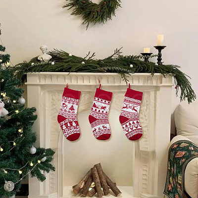 3Pcs 3 Styles Wool Yarn Knitted Hanging Christmas Stockings FEPA-SP0001-04A-1