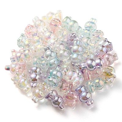 UV Plating Rainbow Iridescent Transparent Acrylic Bubble Beads OACR-C007-02-1