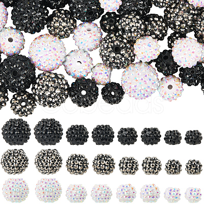 72Pcs 12 Styles Resin Rhinestone Beads RESI-PA0001-01-1