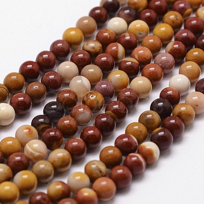 Natural Mookaite Round Bead Strands G-G735-18-8mm-1