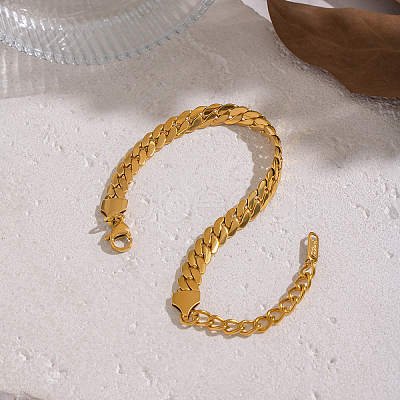 304 Stainless Steel Cuban Link Chain Bracelets for Women LS-TJ2572-1