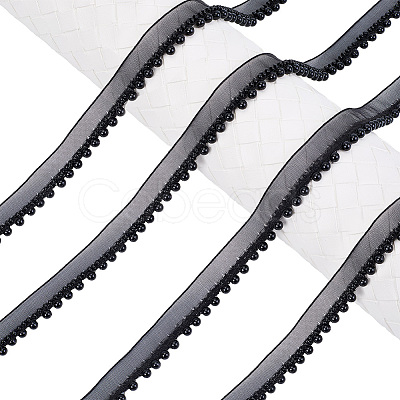 10Yards Polyester & Plastic Pearl Ribbon OCOR-CY0001-78B-1
