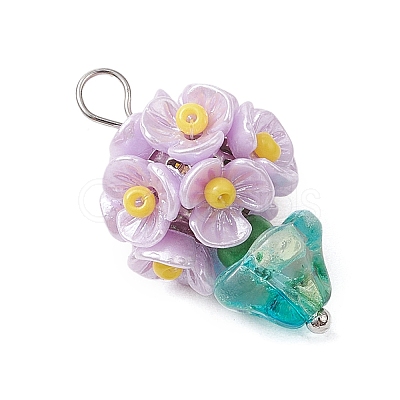 Glass Seed Beaded Flowerpot Pendants PALLOY-MZ00520-04-1