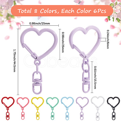 48Pcs 8 Colors Spray Painted Zinc Alloy Spring Gate Rings FIND-SP0004-03-1