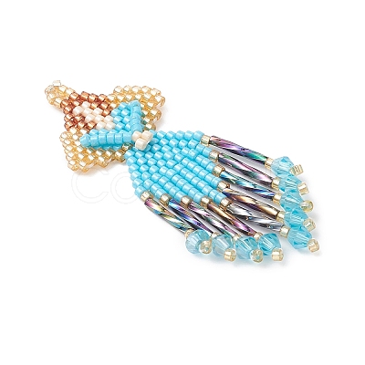 3Pcs 3 Colors Glass Seed Beaded Angel Pendants PALLOY-MZ0089296-1