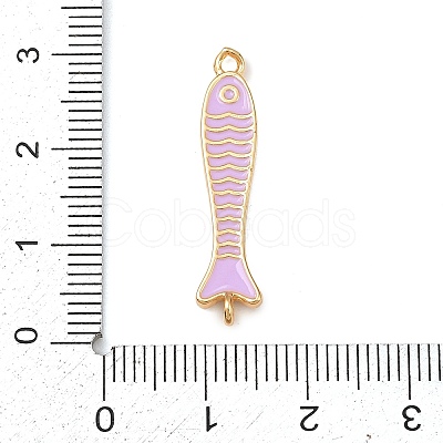 Brass Enamel Fish Connector Charms KK-L255-15G-1