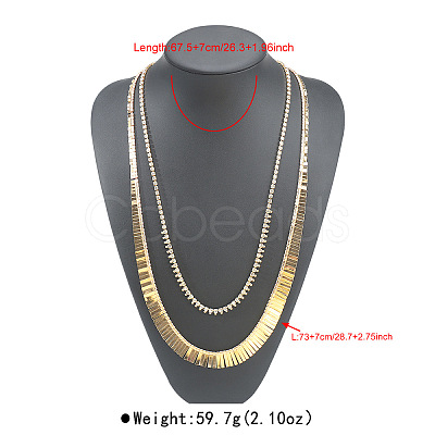Iron Crystal Rhinestone Chain Double Layer Necklaces for Women WGBAFBD-01-1