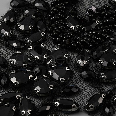 Hand Sewing Flower Pattern Rhinestone Costume Appliques PATC-WH0009-08B-1