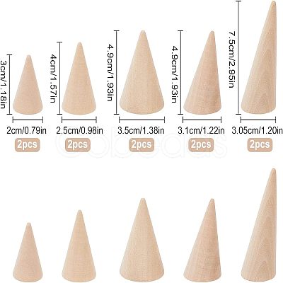 10Pcs 5 Style Wooden Ring Displays RDIS-FG0001-18-1