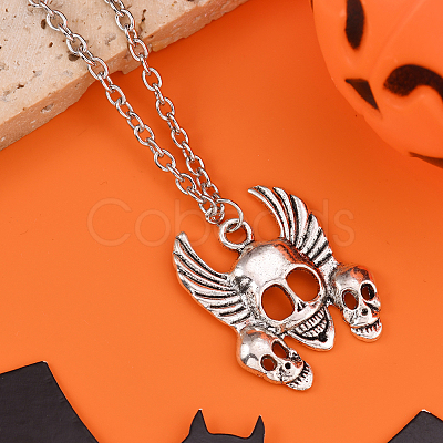 Halloween Alloy Dark Red Enamel Pendant Necklaces for Men Women Kids XF6660-6-1