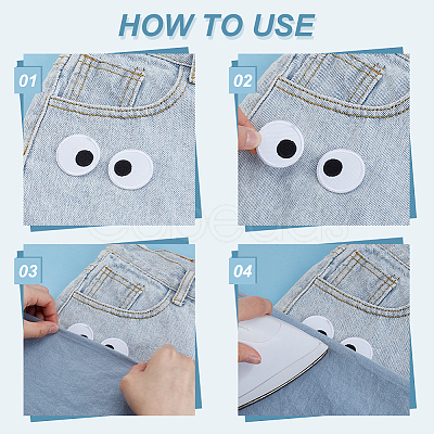 20Pcs Eyes Polyester Embroidery Iron on/Sew on Patches DIY-GA0010-06A-02-1