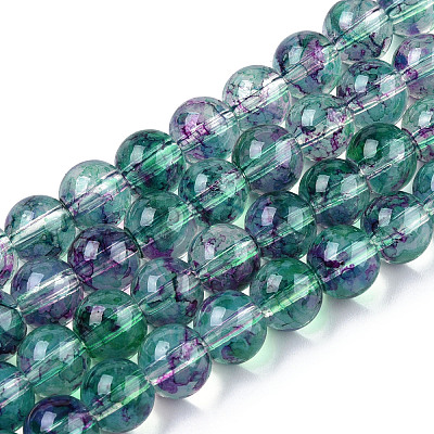 Baking Paint Glass Beads Strands DGLA-Q023-8mm-DB79-01-1