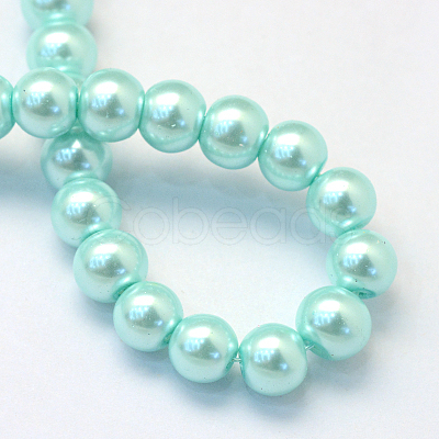 Baking Paint Pearlized Glass Pearl Round Bead Strands HY-Q003-6mm-45-1