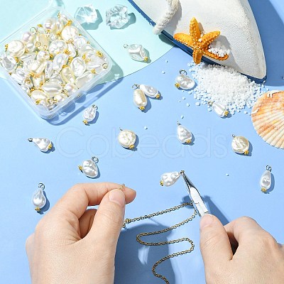 65Pcs 13 Styles ABS Plastic Imitation Pearl Pendants PALLOY-CJ00169-1