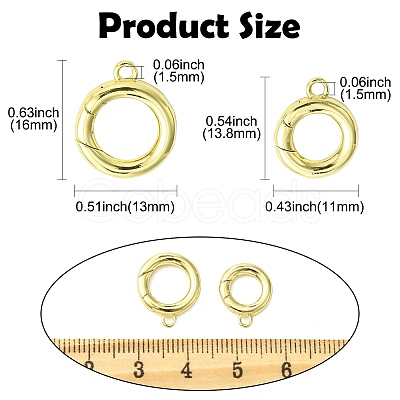 6Pcs 2 Styles Rack Plating Brass Spring Gate Clasps KK-CJ0002-61-1