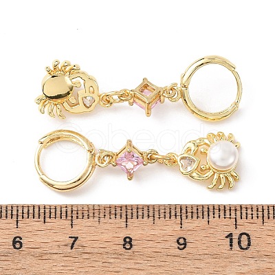 Brass Micro Pave Cubic Zirconia Hoop Earrings EJEW-A149-04A-G-1