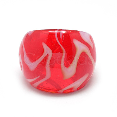 Handmade Lampwork Wide Band Finger Rings RJEW-T002-01-B-1