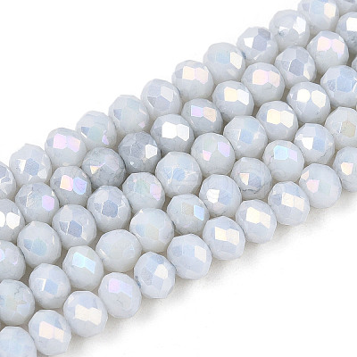 Anti-Tarnish Electroplate Rondelle Glass Beads Strands X-EGLA-T021-4mm-17-01-1