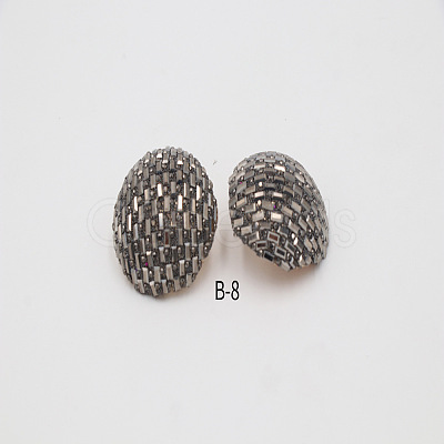 Alloy Rhinestone Half Round Stud Earrings FS-WGCEA49-10-1