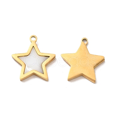 Ion Plating(IP) Hand Polished 304 Stainless Steel Star Charms STAS-A080-11G-1