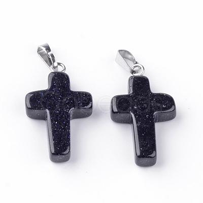Synthetic Blue Goldstone Pendants G-J354-03-1