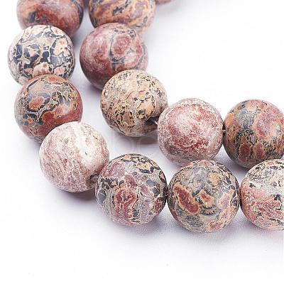 Natural Red Leopard Skin Jasper Beads Strands GSR12mmC066-1