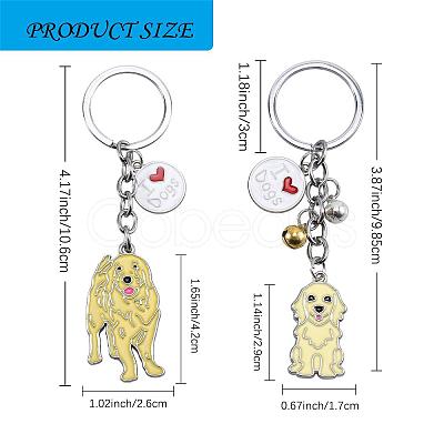 WEWAYSMILE 2 pcs Dog Keychain Car Keychain Pet Pendant Key-Ring Lovely Dog Key-ring Portable Metal Keychain Gift for Pet Lover Birthday Puppy Theme Party Supplies (Golden Haired Dog) JX787A-1