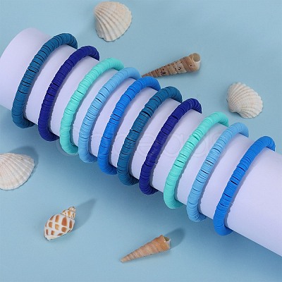 Polymer Clay Heishi Surfer Stretch Bracelets Set BJEW-SW00128-1