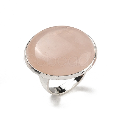 Natural Rose Quartz Round Adjustable Rings RJEW-K371-09S-31-1