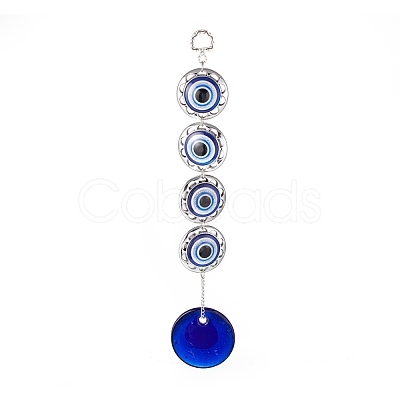 Handmade Lampwork & Resin Evil Eye Pendant Decorations HJEW-C001-02-1